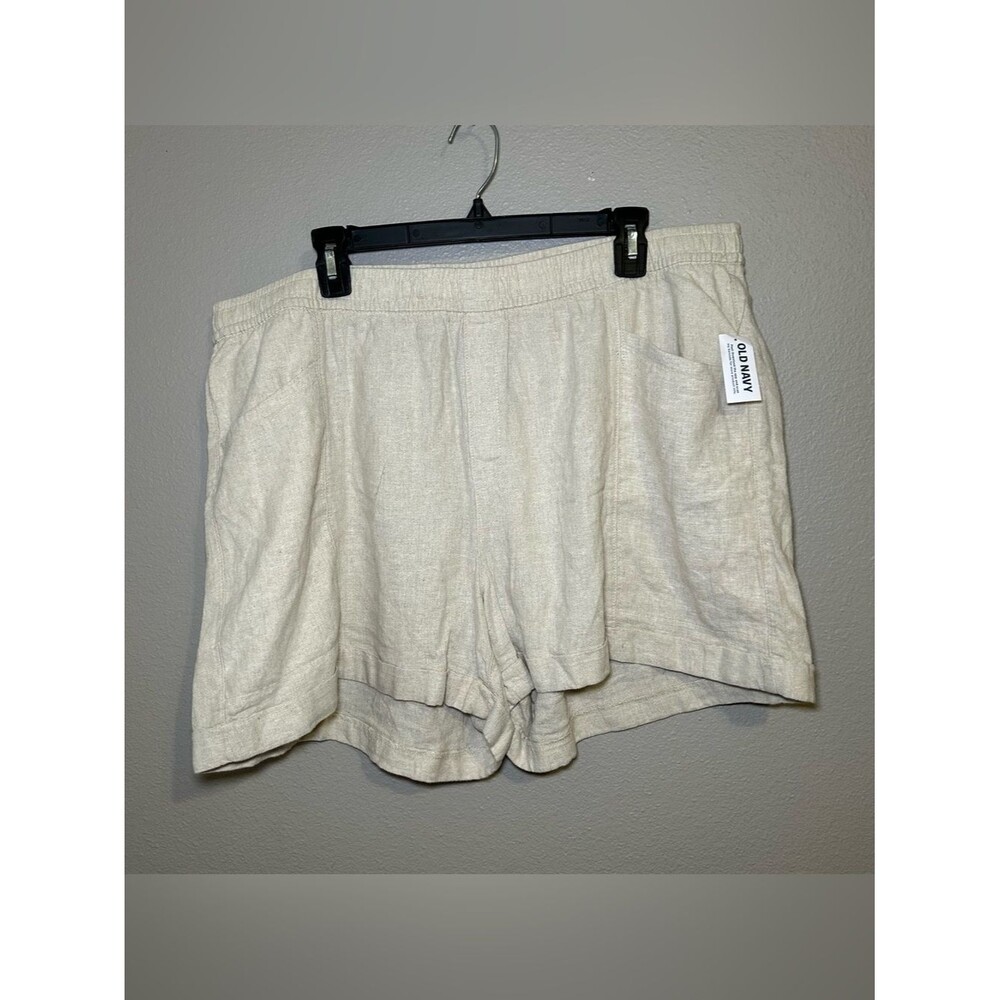 NEW Old Navy Neutral Linen Blend High Rise Pull On Shorts Women’s Size XL